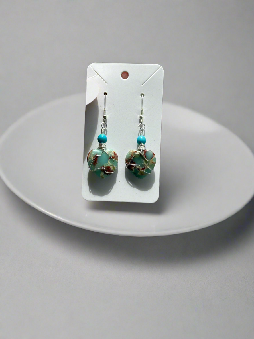 Amaia Earrings - Shoushan Stone & Turquoise