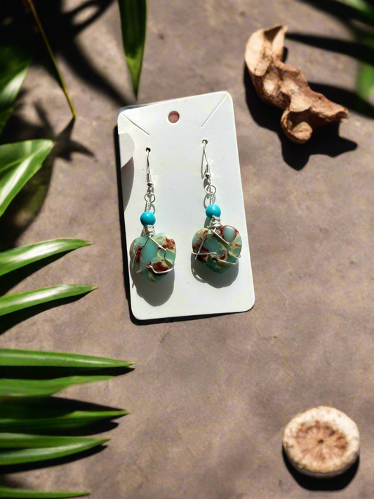 Amaia Earrings - Shoushan Stone & Turquoise