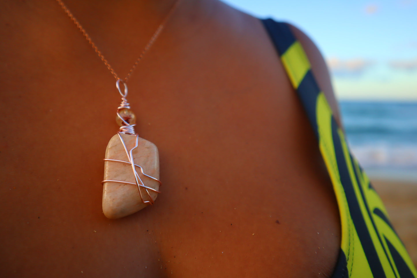 Elira Pendant - Peach Moonstone & Citrine